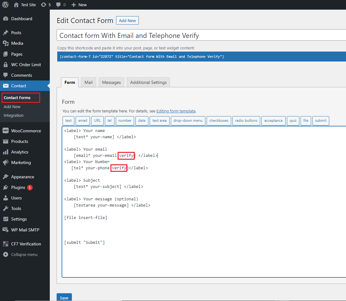 Contact Form 7 Verification  - Add Email/SMS Verification