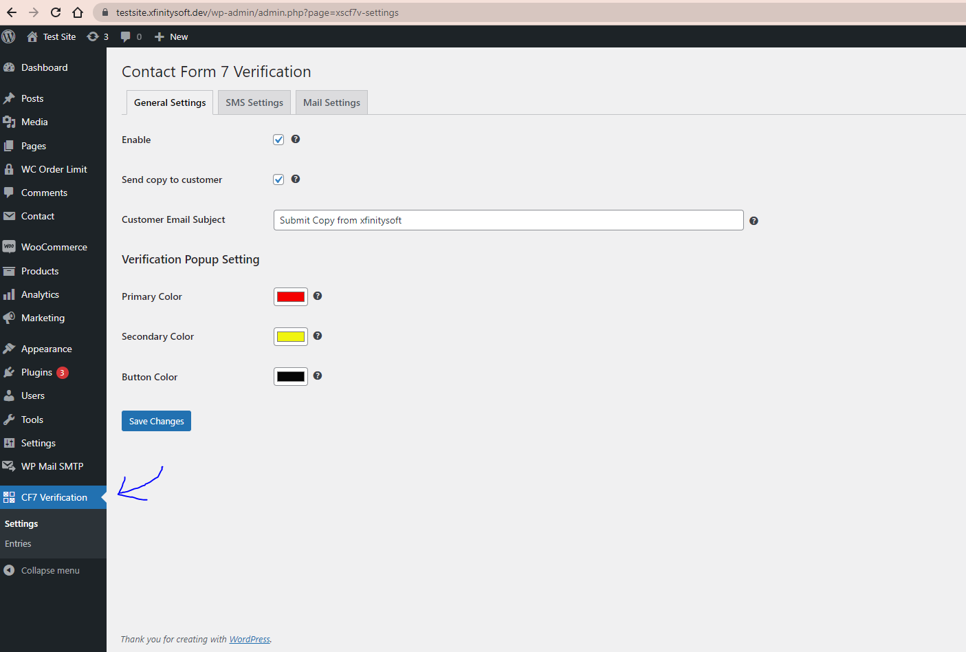 Contact Form 7 Verification  - Menu View