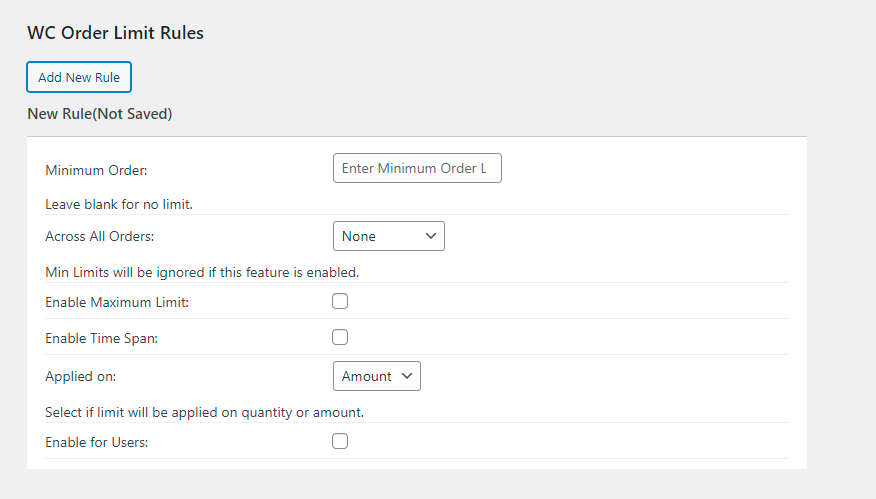 WooCommerce Order Limit  - Add Rule Single Category Page