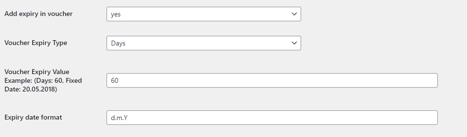 WordPress Gift Voucher  - Expiry Settings
