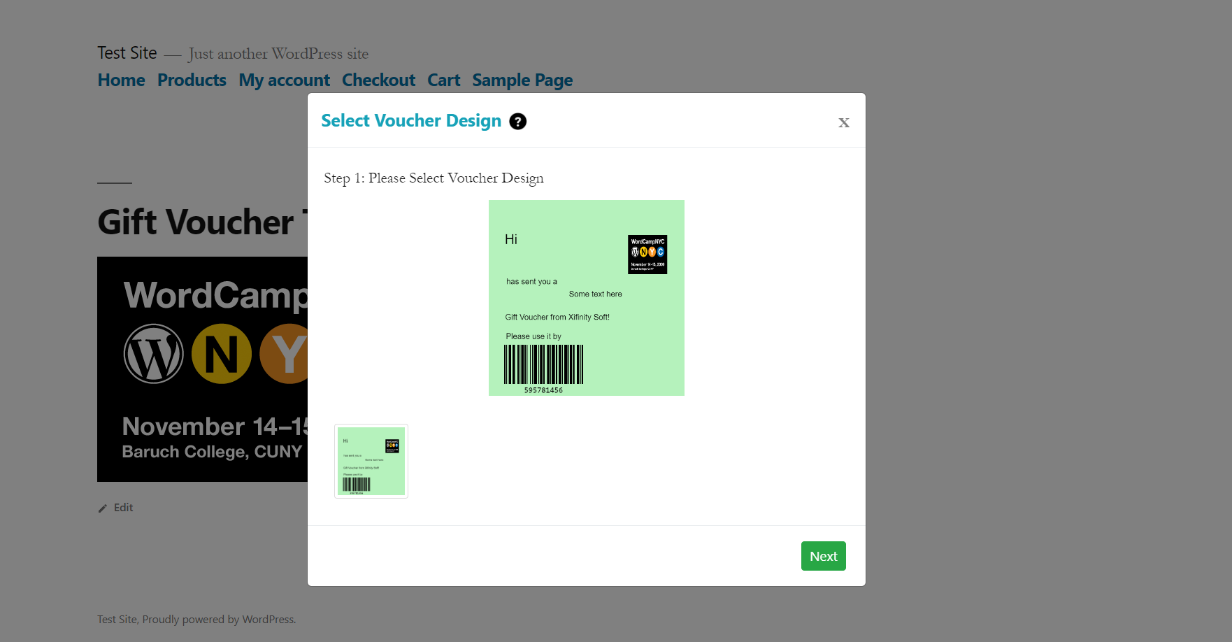 WordPress Gift Voucher  - Voucher Popup