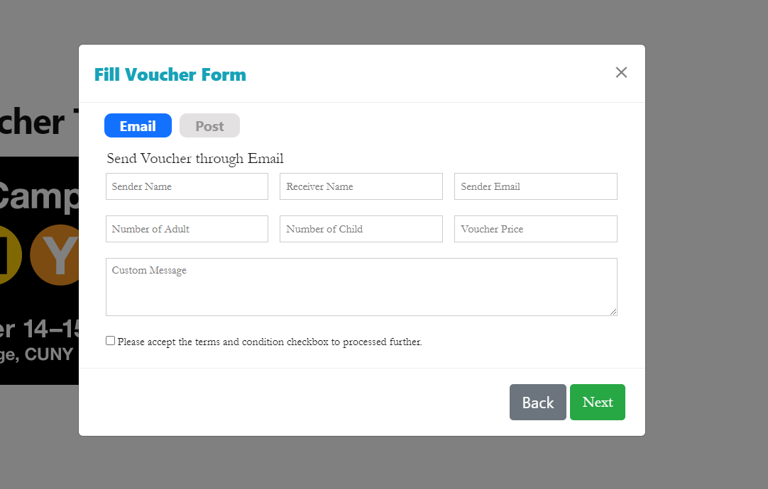 WordPress Gift Voucher  - Voucher Frontend Form Fields