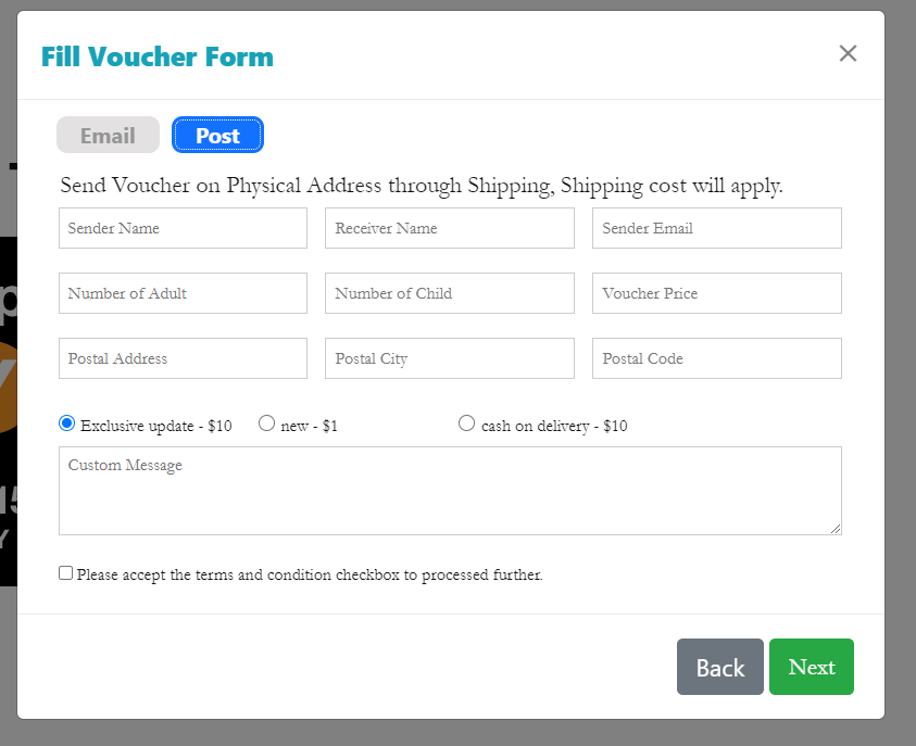 WordPress Gift Voucher  - Voucher Frontend Post Form