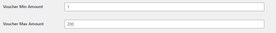 WordPress Gift Voucher  - Min Max Settings