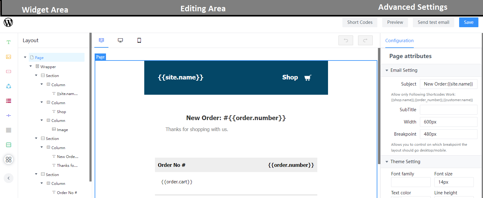 Easy Mail - Editor Areas
