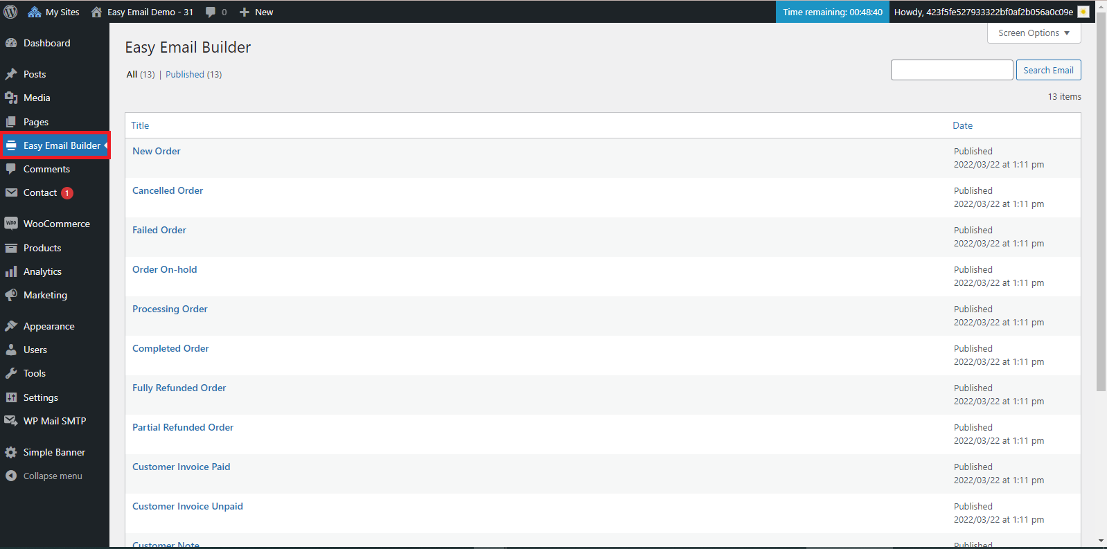 Easy Mail - List View