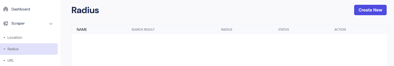 Radius Scraper Interface